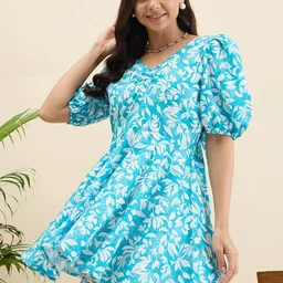 Mast & Harbour Floral Print Fit & Flare Mini Dress-picture-18