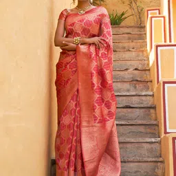 Janasya Ethnic Motifs Zari Organza Ready to Wear Kanjeevaram Saree-image-66