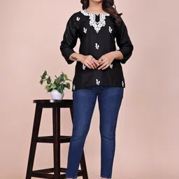 MISS CLOTHING Ethnic Motifs Embroidered Thread Work Thread Work Kurtas-picture-16