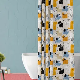 ArtzFolio Black & Yellow Abstract Printed Waterproof Shower Curtain-image-49