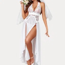 Beera Women Lace Halter Neck Baby Doll With Briefs-image-73