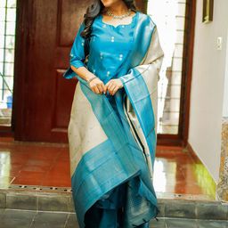 BAESD Women Woven Design Regular Kurta with Trousers & With Dupatta-image-19