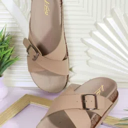 knoos Women PVC Open Toe Flats with Buckles-image-11