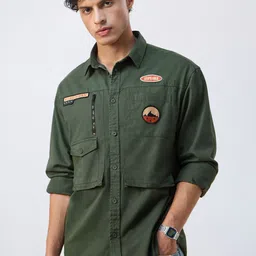 The Souled Store Men Solid Spread Collar Pure Cotton Casual Shirt-picture-45