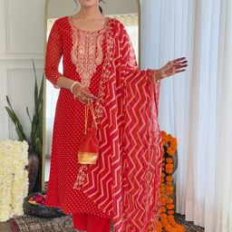 URMIR FASHION Red Art Silk Kurta Sets-picture-12