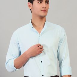 BUSCOTT Band Collar Cotton Formal Shirt-image-93
