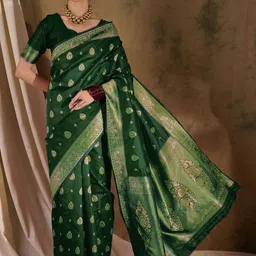 Desi Fusion Ethnic Motifs Woven Design Zari Saree-picture-2