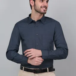 Cantabil Men Spread Collar Micro Ditsy Printed Cotton Formal Shirt-image-59
