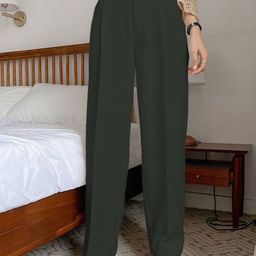 Kotty Women Relaxed Straight Leg High-Rise Cotton Trousers-picture-42
