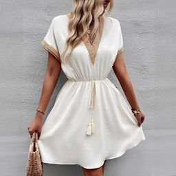 Outzidr Women Fit & Flare Waist Tie UpsBoho Dress-picture-13
