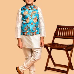 PRINTINDIA Boys Mandarin Collar Straight Kurta With Pyjamas & Nehru Jacket-picture-38