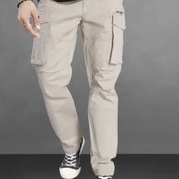 DIVISIVE Men Relaxed Straight Leg Easy Wash Cargos Trousers-image-84
