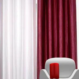 BELLA TRUE White & Maroon 2 Pieces Door Curtains-image-86