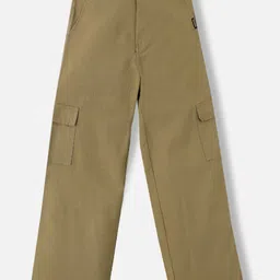 Urbano Juniors Boy's Olive Loose Baggy Fit Solid Cargo Chino Pant with 6 Pockets-image-96