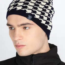 Status Quo Men Winter Self Design Acrylic Beanie Caps-22