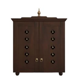 DZYN Furnitures Aumkara Brown Wooden Temple With Door-image-43