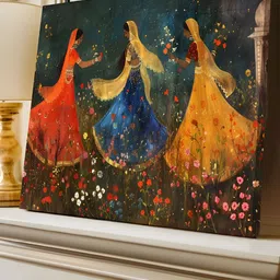 Art Street Teal & Red Single Piece Canvas Abstract Wall Paintings-image-85