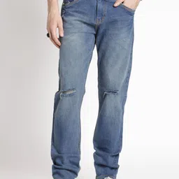 ODCC Men Comfort Regular Fit Mid-Rise Slash Knee Light Fade Stretchable Jeans-picture-7