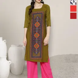 Anouk Rustic Women Pack of 4 Ethnic Motifs Printed Festive Straight Kurtas-image-46
