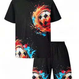 YK Girls Printed Round Neck T-Shirt With Shorts-image-16