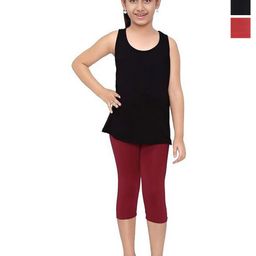 FRENCH KLEIDER Girls Pack of 3 Slim Fit Cotton Mid-Rise Capris-image-47