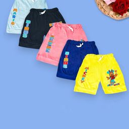 MINIMAMA Kids Pack Of 5 Regular Fit Printed Shorts-image-78