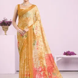 Garden Vareli Women Floral Printed Chiffon Saree without Blouse Piece-image-31