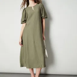 max Keyhole Neck A-Line Midi Dress-image-89