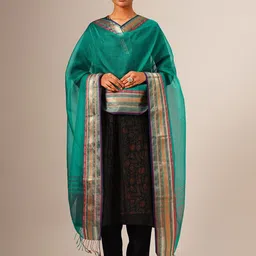 JAYPORE Woven Design Cotton Silk Dupatta with Zari-image-56