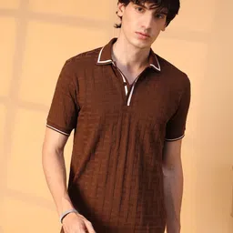 Campus Sutra Men Self Design Polo Collar Cotton T-Shirt-image-24