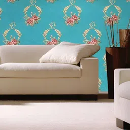 INDIAN ROYALS Blue Damask Design Printed Self-Adhesive & Durable Wall Sticker-image-69
