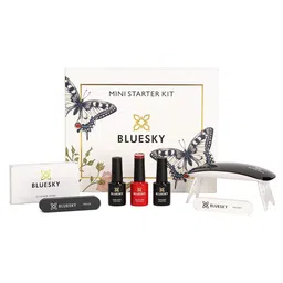 BLUESKY Set Of 7 Nail Polish 5 ml Each With Mini UV LED Lamp, Nail File, Buffer & Wipes-9