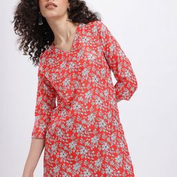 Anouk Rustic Floral Printed V-Neck Straight Kurti-picture-48