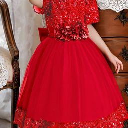 Vani Enterprise Flutter Sleeve Net Fit & Flare Midi Dress image 2