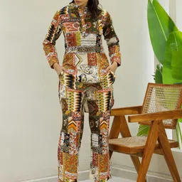 FLAVIA CREATION Printed Pure Cotton Top & Trouser Co-Ords-image-95