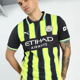 Puma Men Manchester City 24/25 Away Striped Football Jersey Polo Collar Tshirts-image-83