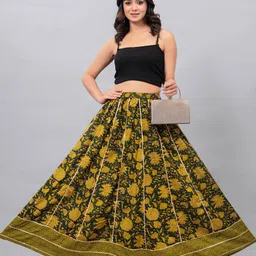 Clothy N Wave Printed Flared Maxi Skirt-image-51