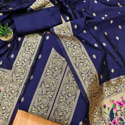 LeeliPeeri Designer Floral Woven Design Banarasi Paithani Unstitched Dress Material-image-76