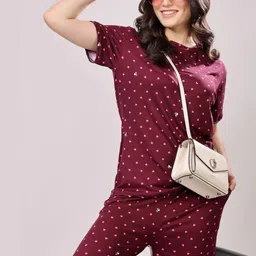 FITIN OUTFIT Women Maroon Night suits-image-77