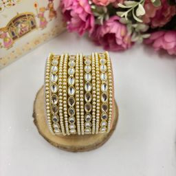Wedding Chuda by Hitesh Bangles Set Of 12 Stones-Studded Bangles-27