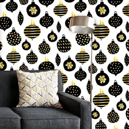 ArtzFolio Printed UV-Resistant Anti-Bacterial Repeating Christmas Baubles Peel & Stick Wallpaper-image-64