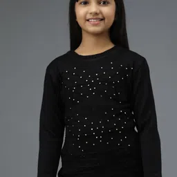 TRENDY WORLD Girls Black Solid Wool Sweaters-picture-20