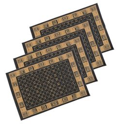 Kuber Industries 4-Pcs Grey & Beige Cross Tee Rectangular Anti-Skid Doormats-34