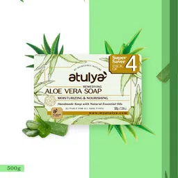 Atulya Set of 4 Remedying Aloe Vera Handmade Soap with Essential Oils - 125 g each-9