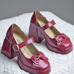Street Style Store Women PU Block Heels Mules with Bows-26