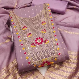 LeeliPeeri Designer Geometric Woven Design Thread Work Unstitched Dress Material-picture-25