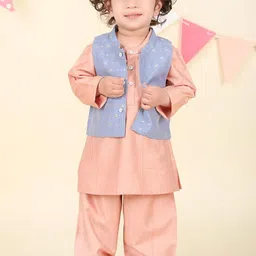 Fabindia Boys Mandarin Collar Straight Kurta With Trousers-image-32