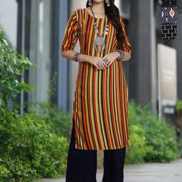 Moda Rapido Selection Of 4 Striped Round Neck Straight Kurta-picture-15
