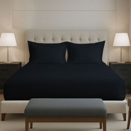 PIZUNA LINENS Black 400 TC Queen Cotton Bedsheet With 2 Pillow Covers-picture-23