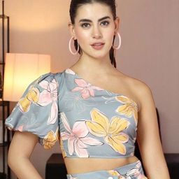 OOMPH! FACTOR Women Floral Printed One Shoulder Crop Top-picture-23